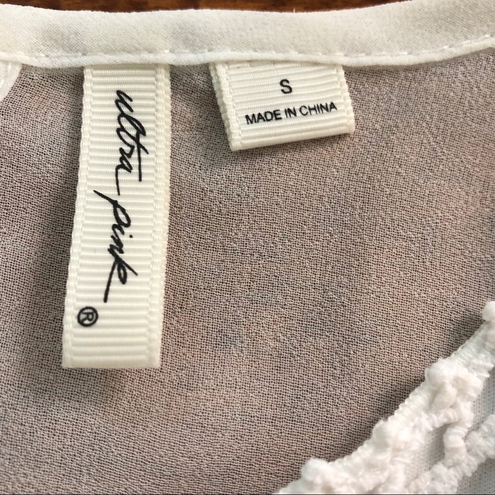 ❤️Boutique - White Crochet & Chiffon Swing Tank Top - S - Picture 3 of 5